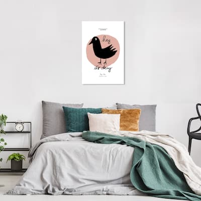 Wynwood Studio Canvas Animals its okay bird Black and Light Pink Modern & Contemporary Wall Art Canvas Print