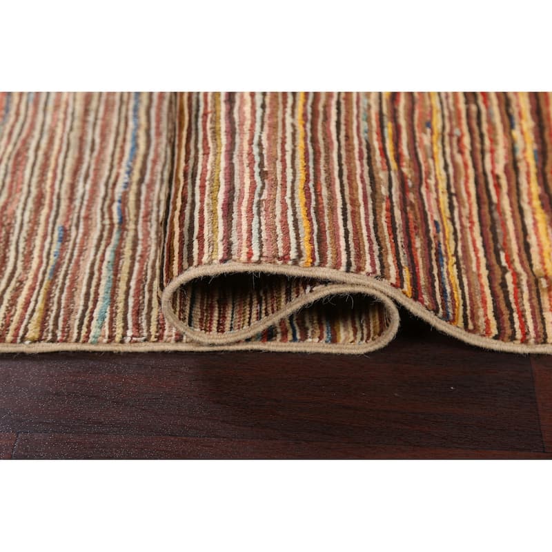 Contemporary Striped Gabbeh Kashkoli Area Rug Wool Hand-knotted Carpet - 2'6" x 4'1"