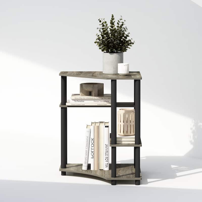 4 Tiers Wood Household Shelving Unit in French Oak/Black (31.1 in. W x 28.5 in. H x 22.5 in. D) - 31.1