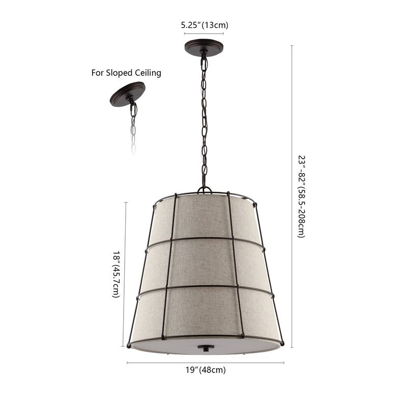 Chadwick 19" 3-Light Rustic Farmhouse Iron LED Pendant, Oil Rubbed Bronze by JONATHAN Y - 3 Light