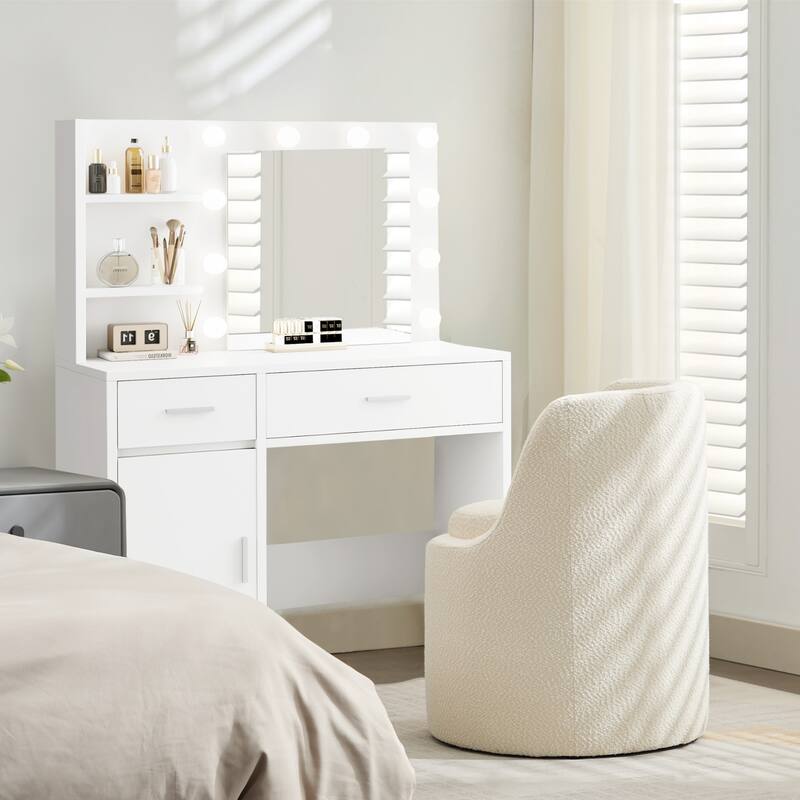 Boucle Make-Up/Vanity Stool, Hiden Storage Space, Stylish Appearance