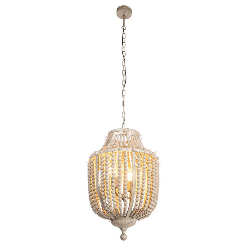 Metal and Draped Wood Bead Chandelier