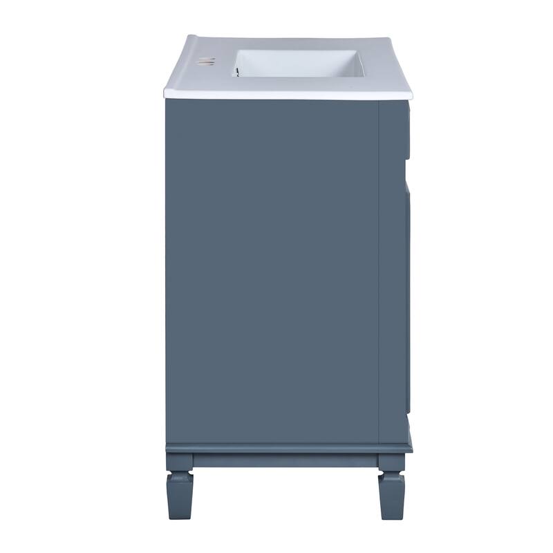 36'' Bathroom Vanity with Top Sink, Freestanding Vanity Set with Mirror Cabinet