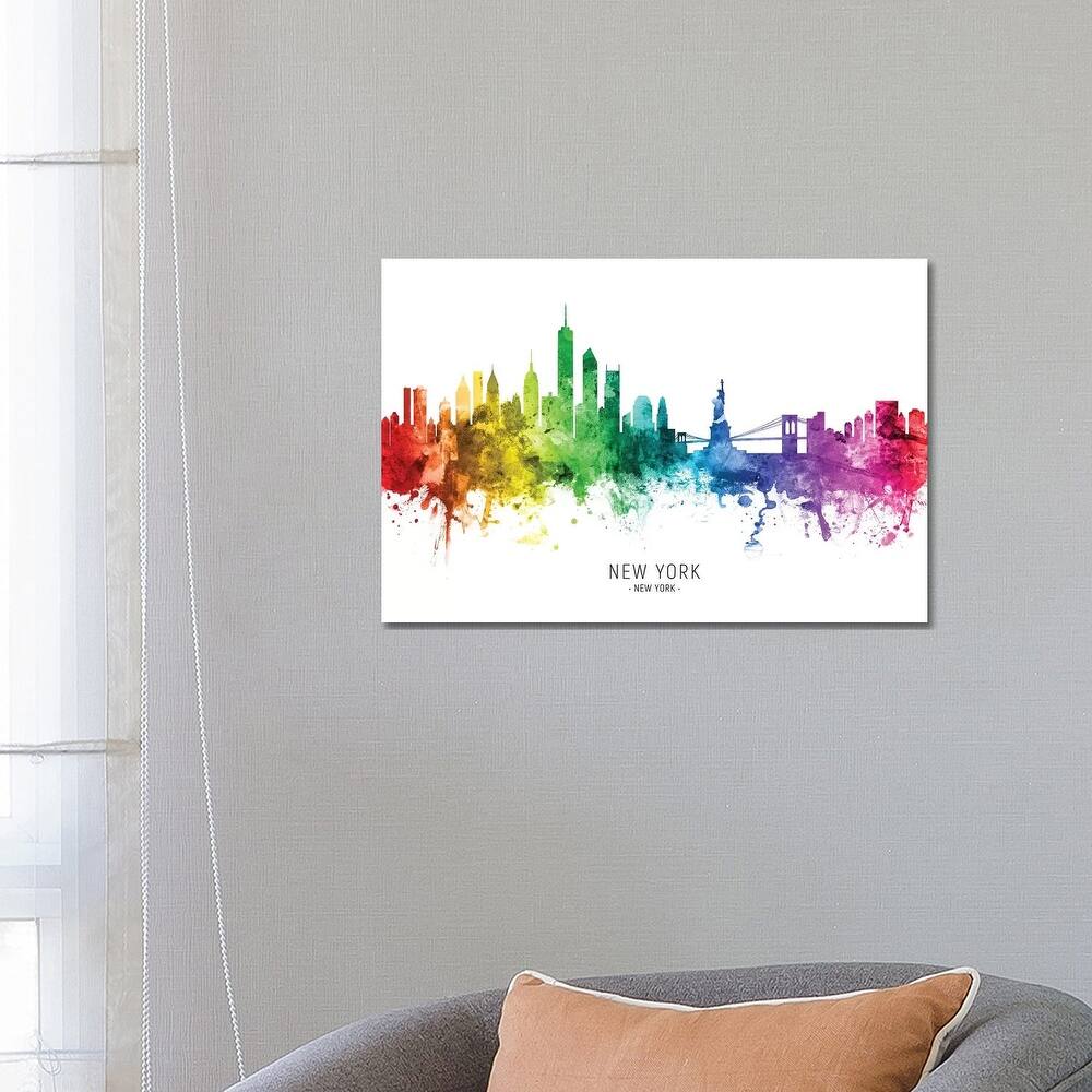 iCanvas "New York Skyline Rainbow" by Michael Tompsett Canvas Print