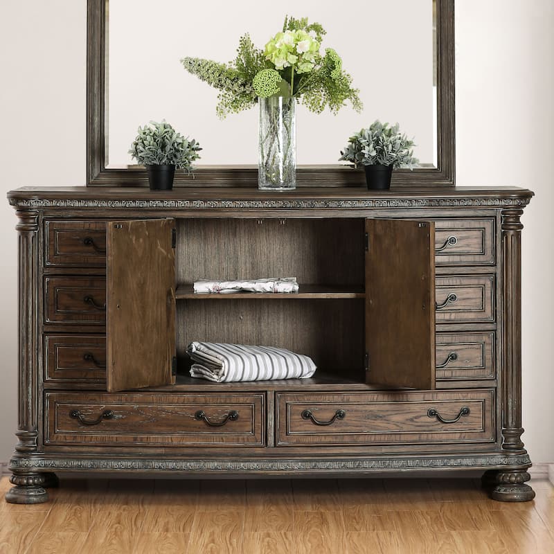Brez Transitional Natural 56-inch Wide Double-Door 8-Drawer Wood Dresser by Furniture of America