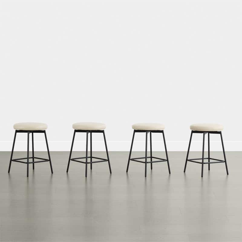 Spruce & Spring Modern 360-degree Swivel Counter Stool with Round Seat - Set of 4 - Beige