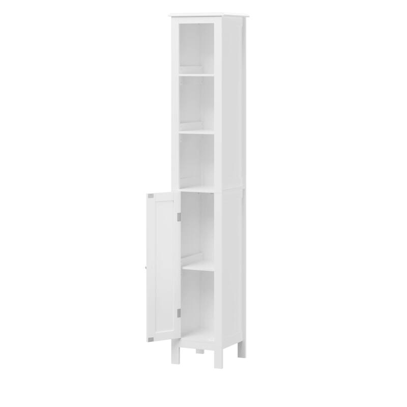 Anmytek 66.92 Tall Slim 1 Door Freestanding Storage Cabinet - Adjustable Shelves Anti Tip Open Compartments