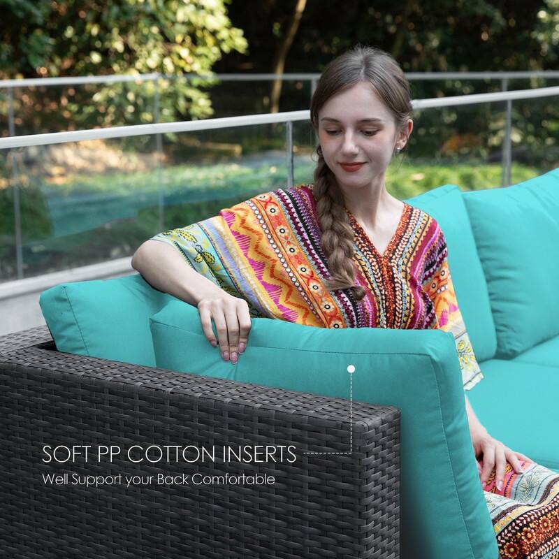 FINCATI 11 Pieces Patio Furniture Set Outdoor Sectional Sofa with Firepit Table