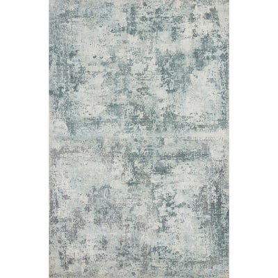 Hand Knotted Oriental Viscose Silk Carpet Modern Abstract Multi-Colored Abstract Area Rug - 7' 8'' X 5' 6''