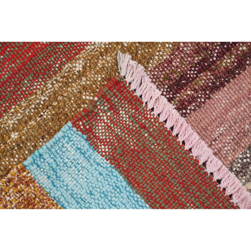Hand Woven Oriental 100% Wool Carpet Southwestern Tribal Multi-Colored Kilim Area Rug - 9' 11'' X 5' 11''