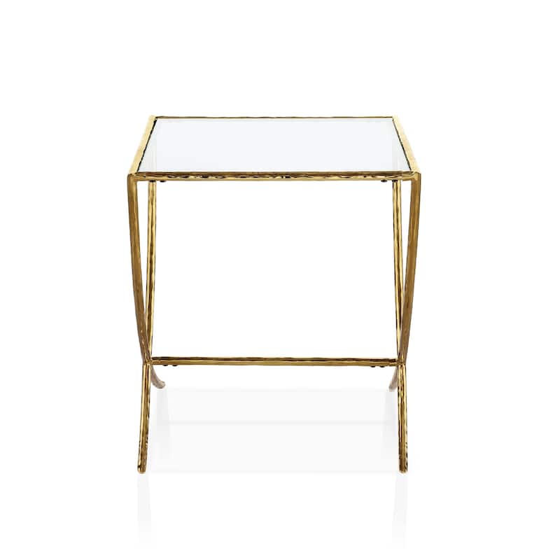 Furniture of America Zayen Modern Hammered Metal Accent Side Table