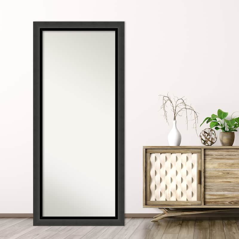 Non-Beveled Wood Full Length Floor Leaner Mirror - Tuxedo Black Frame - Tuxedo Black - Outer Size: 29 x 65 in