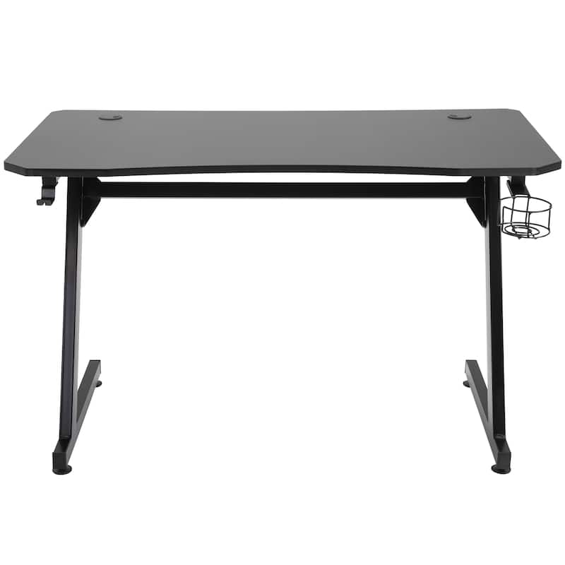 HOMCOM 47.25" Gaming Desk Computer Table Metal Frame with Cup Holder Headphone Hook, Cable Hole