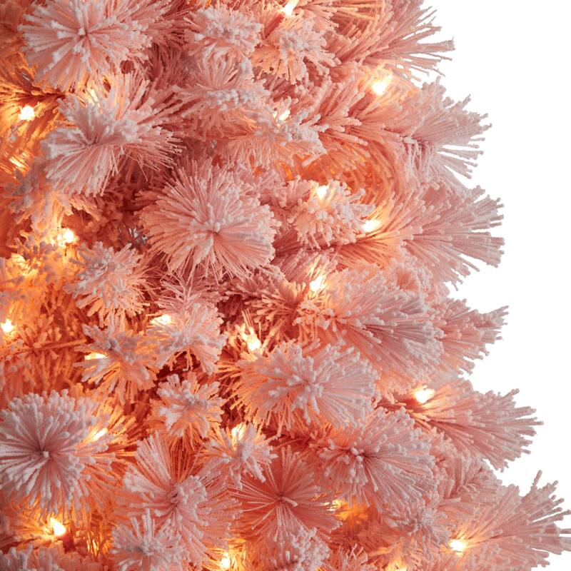 7ft. Holiday Pink Cashmere Artificial Christmas Tree with 300 LED Lights & 599 Branches - Playful Festive X-Mas Showpiece