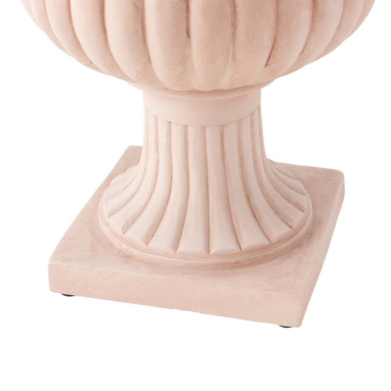 Christopher Knight Home - Fernrise 24.80"H Outdoor Classical Floral Relief Carvings MGO Urn Planter, Drainage Hole & Ventilation