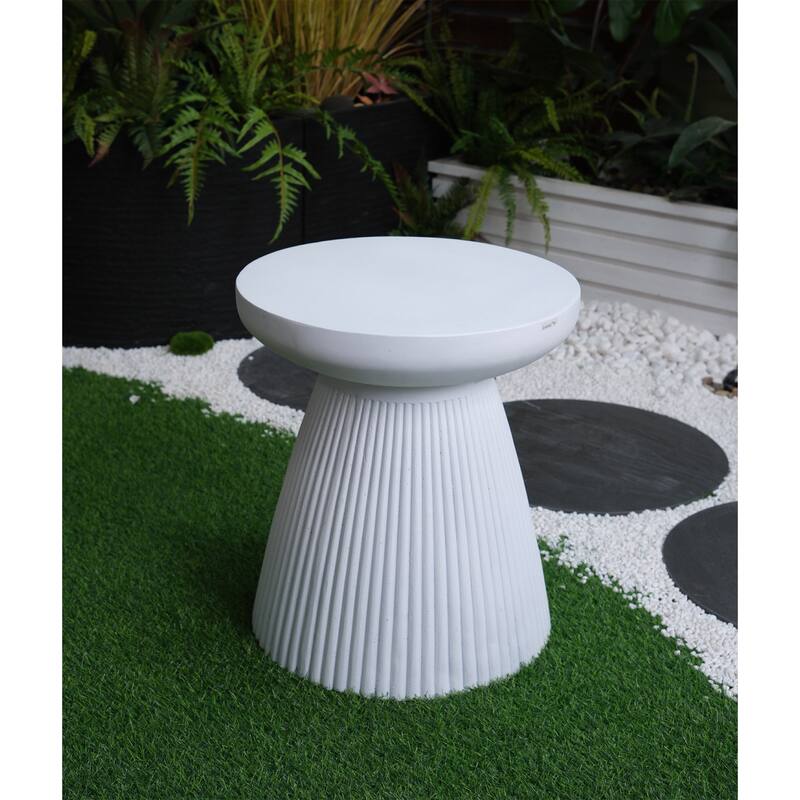 Decorative Garden End Table, 20.3" H Modern Heavy Duty Patio Sturdy Faux Terrazzo