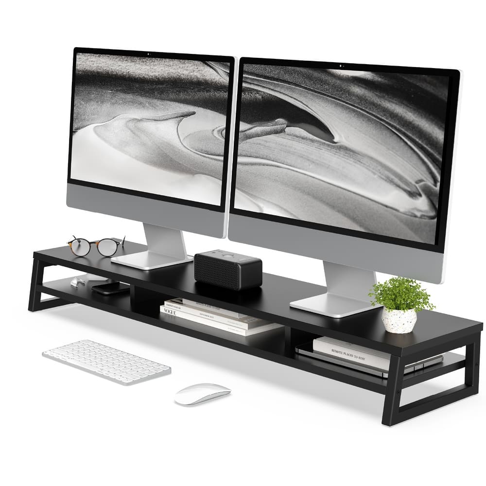 Fenge Dual Monitor Stand Riser for Desk, 42.5in Large Monitor Stand for 2 Monitor - 42.5x9.2x5.4 inches