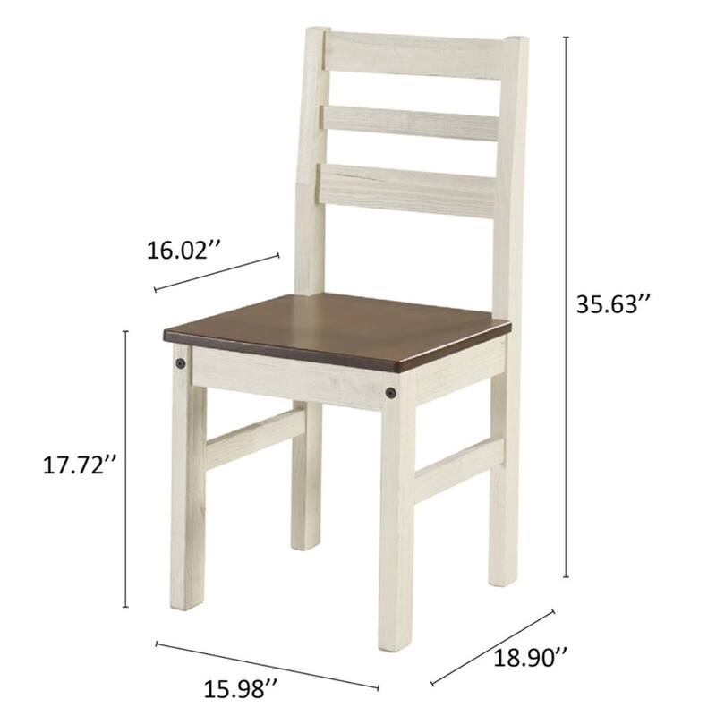 Solid Wood Dining Chair (Set of 2) White Distressed | Furniture Dash