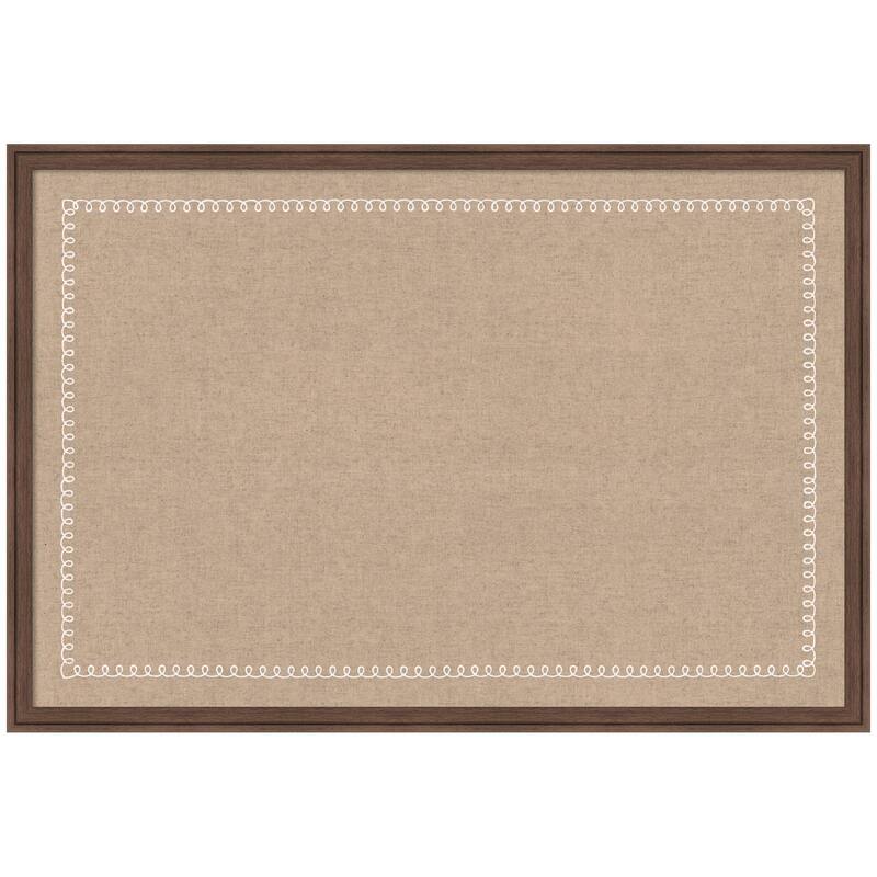 Kate and Laurel Pinboard White Scalloped Edge - 38x26 - Florence Medium Brown