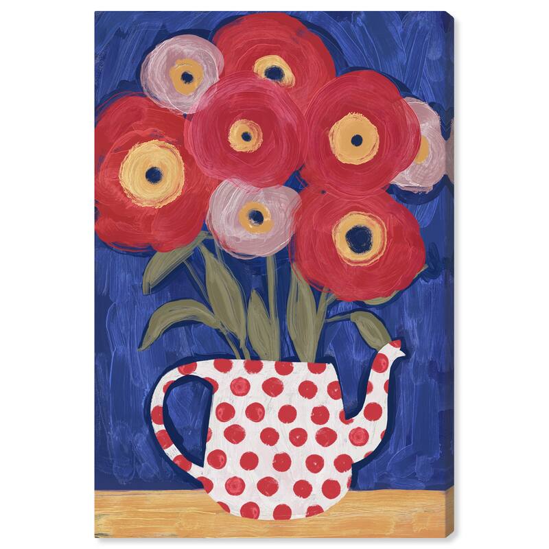 Wynwood Studio Canvas Floral and Botanical Ornate Floral Red and Modern & Contemporary Wall Art Canvas Print