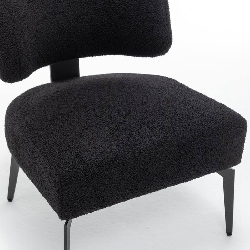 SEYNAR Modern Armless Faux Sherpa Accent Chair with Metal Legs Set of 2