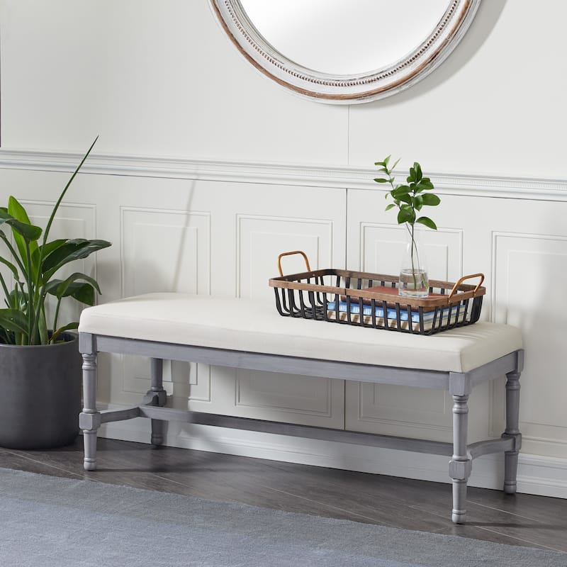 Traditional Classic Grey or Brown Upholstered Bench - 47 x 16 x 18