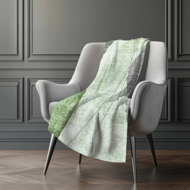 Premium Machine Washable Contemporary Abstract Sherpa Throw Blanket