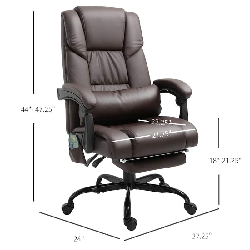 Vinsetto Office Desk Chair Recliner, Height Adjustable Movable Lumbar Support with 6-Point Vibrating Massage