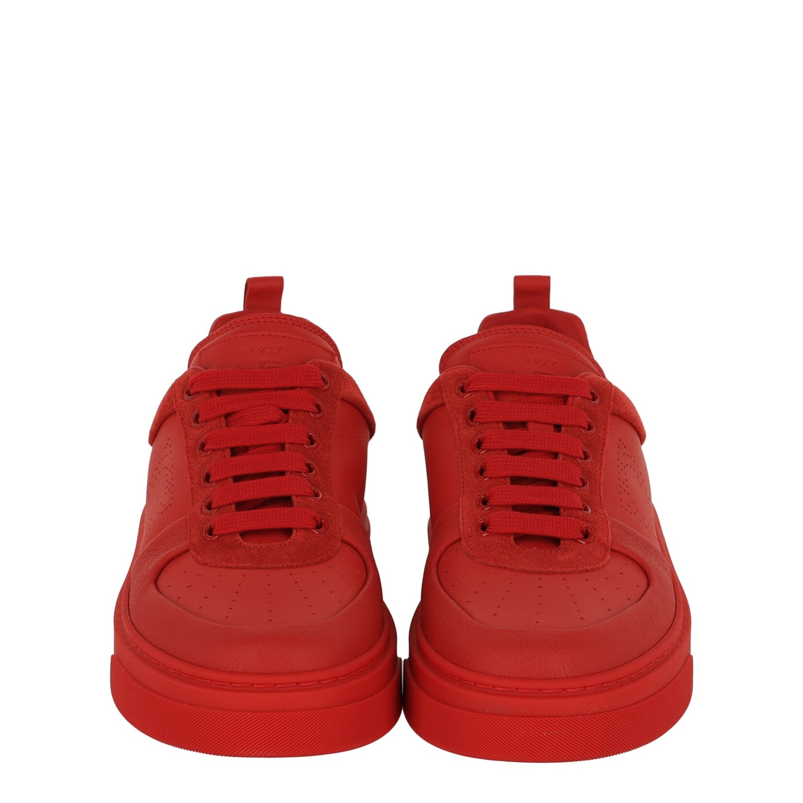 Ferragamo Cassina Leather-Trim Sneaker, Red NIB FERRAGAMO CASSINA RED BLACK LEATHER LOGO LACE UP  main image 4