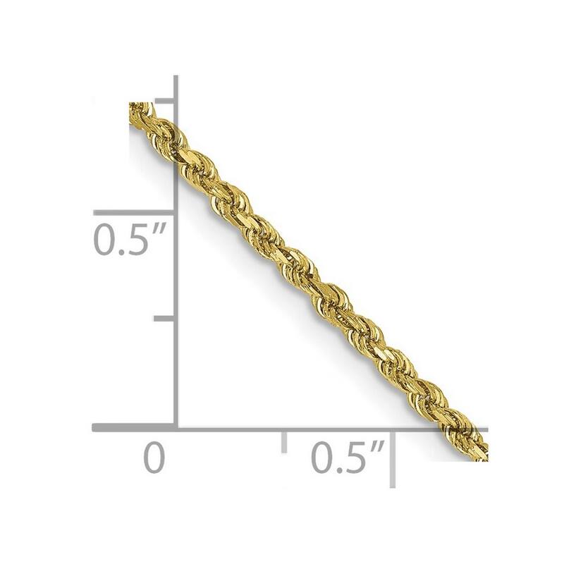 Curata 10k Yellow Gold Handmade 7" 8" or 9" 1.75mm Diamond Cut Rope Chain Bracelet for men or women