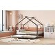 preview thumbnail 31 of 47, Full Size Metal House Bed with Trundle and Roof for Kids, Boys and Girls, Bedroom