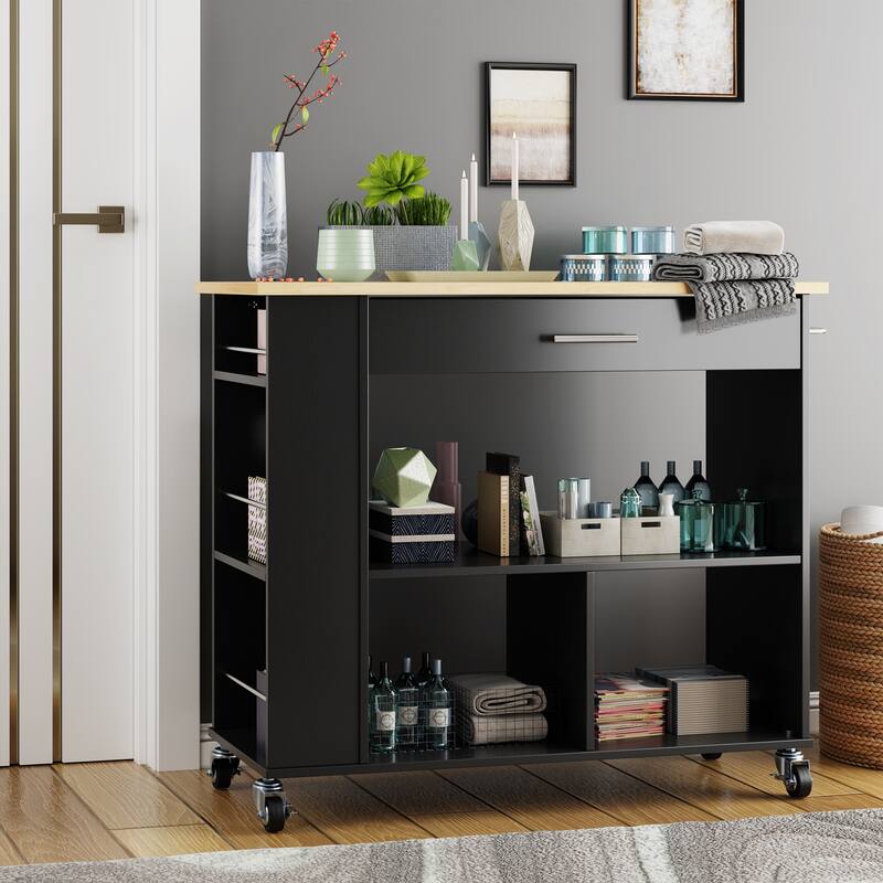 Futzca Kitchen Island on Wheels with Large Work Countertop