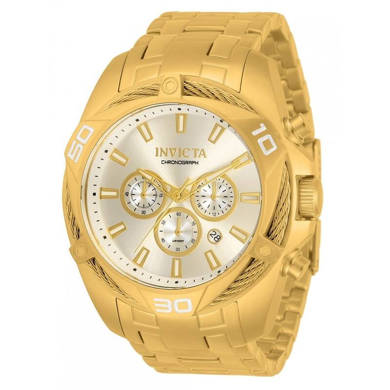 Invicta Men's 34123 Bolt Quartz Chronograph Gold Dial Watch - Silver