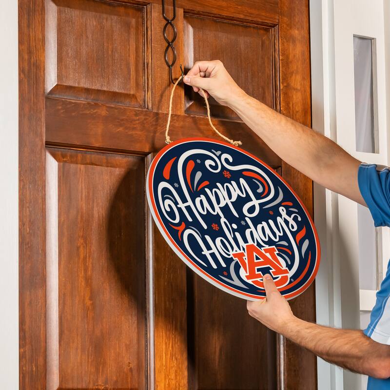 Auburn University 18" x 18" Happy Holidays Door Décor Wall Sign - 18" x 18"