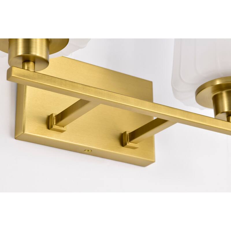 Lune 2 Light Vanity Vintage Brass Finish Etched White Glass - Vintage Brass