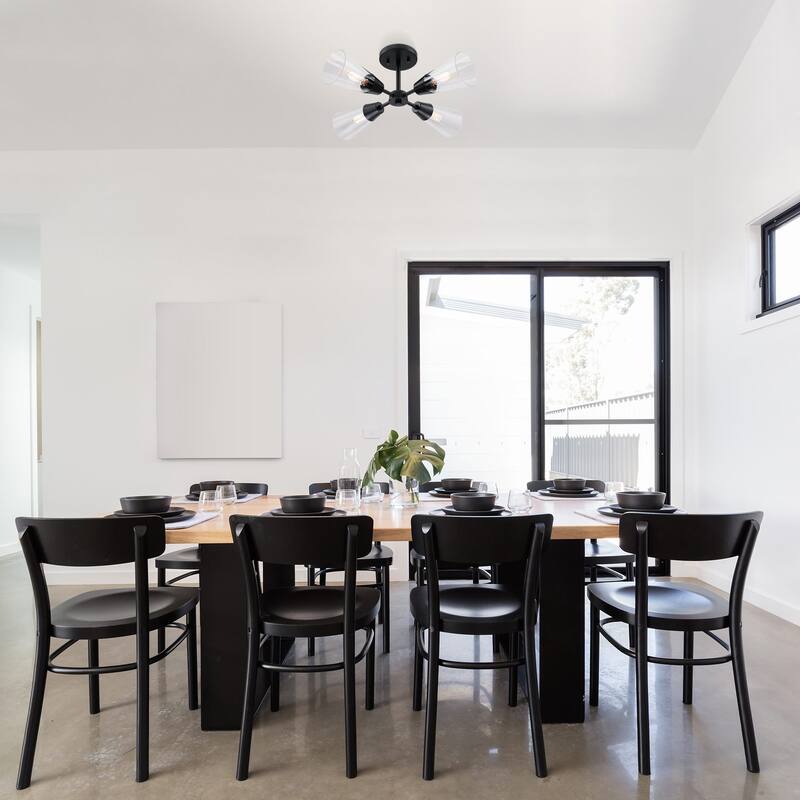 Norro 21 in. 4-Light Matte Black Modern Semi Flush Mount Light