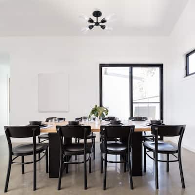 Norro 21 in. 4-Light Matte Black Modern Semi Flush Mount Light