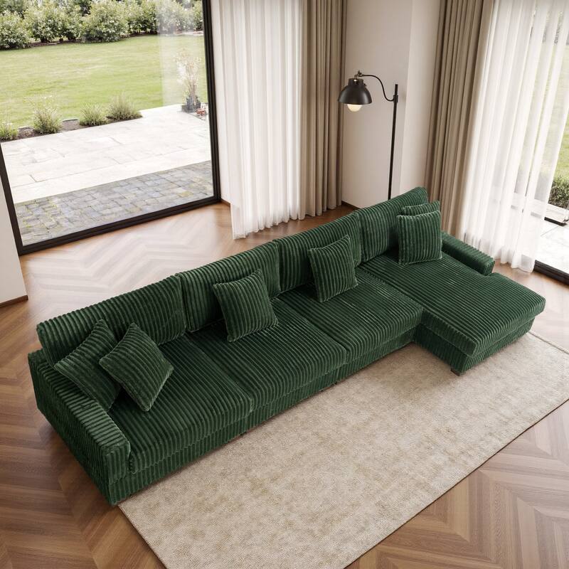 Cotton Flannel 3-Seat Modular Sectional Sofa with Chaise