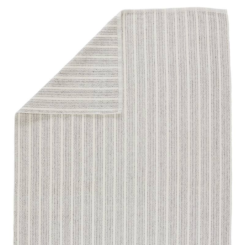 Janelle Indoor/ Outdoor Striped Light Gray/ Ivory Area Rug