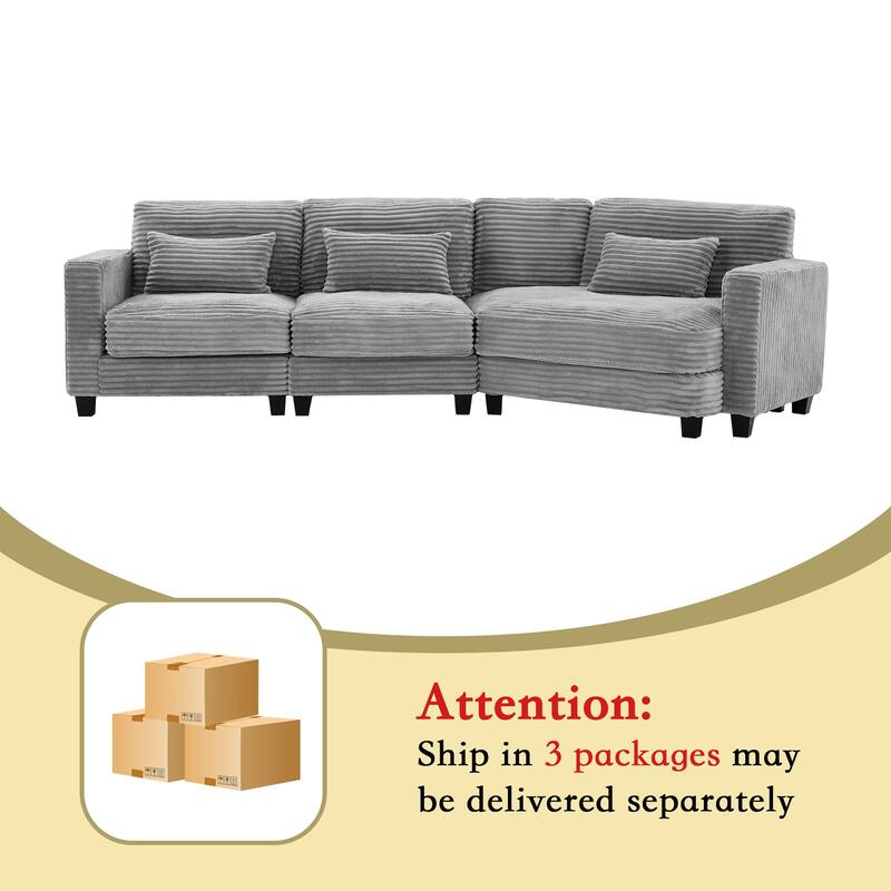 Multi-seat(3/4/5 seats) Corduroy Sectional Sofa, Modular Couch for Living Room & Business