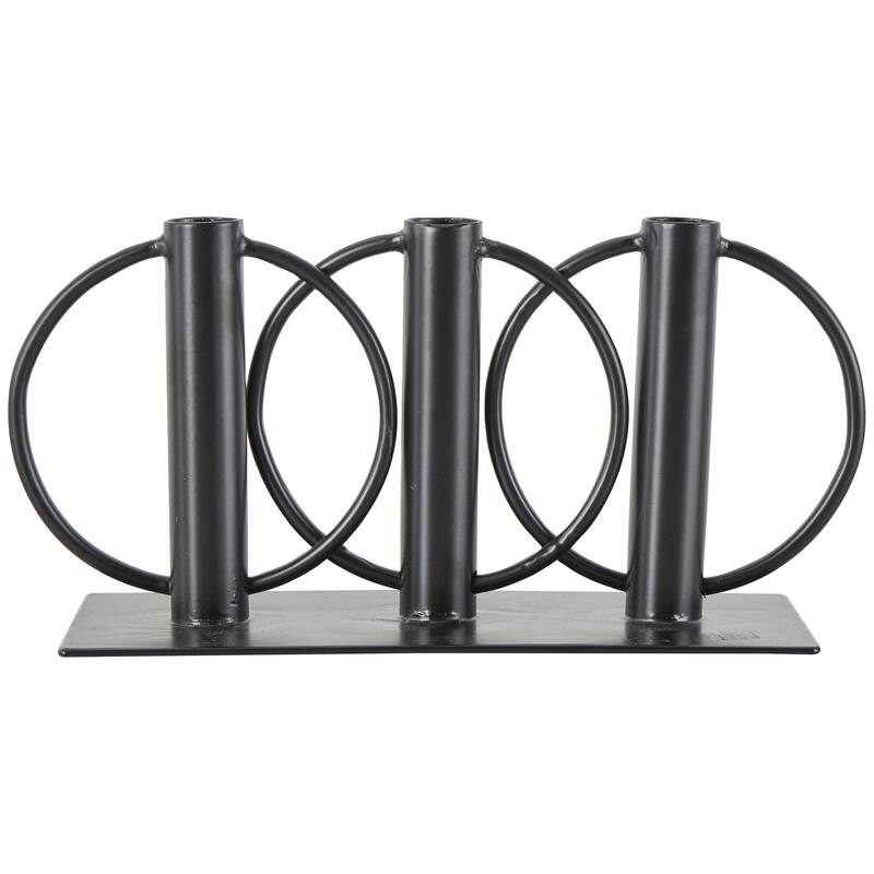 Metal Overlapping Circular Ring Candelabra - Black - Roche River Decor
