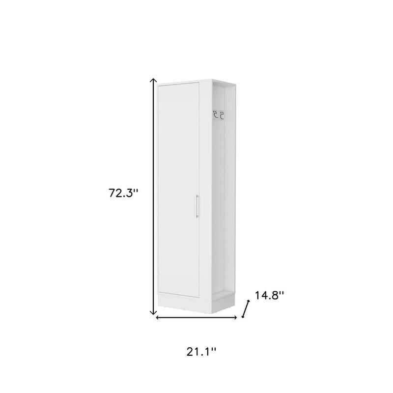 HomeRoots 21" White Accent Cabinet With Six Shelves - 21.10 in. x 72.30 in. x 14.80 in.
