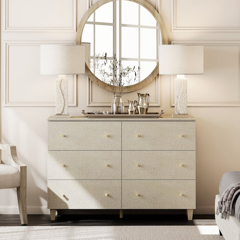 WAMPAT 6-Drawer Dresser and Nightstands Set of 3 for Bedroom