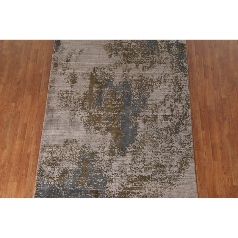 Multi-Color Abstract Area Rug Handmade Wool Carpet - 5'3" x 8'4"