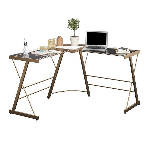 Avenue Greene Thomas Glass L Shaped Computer Desk Overstock 20186852