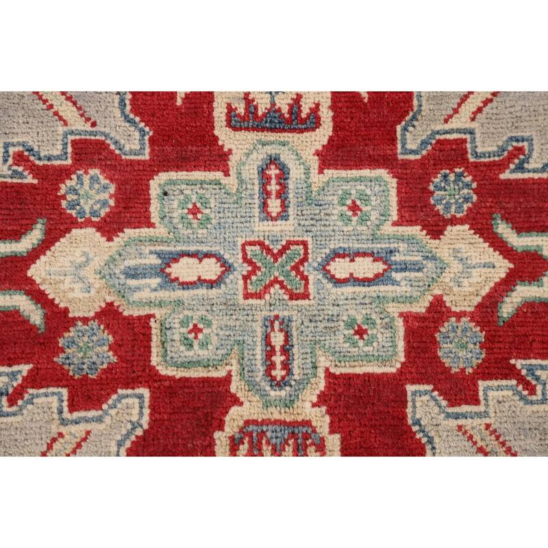 Grey Traditional Kazak Oriental Area Rug Hand-Knotted Wool Carpet - 5'0" x 6'8"