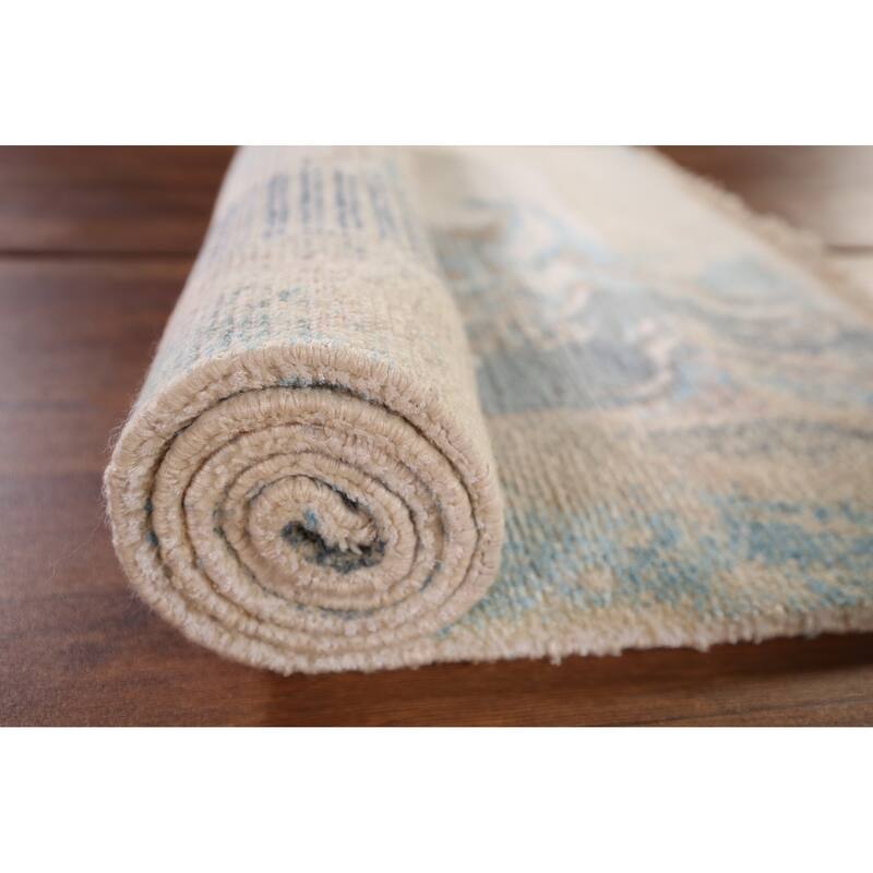 Striped Modern Abstract Foyer Rug Hand-Knotted Wool Carpet - 2'8" x 4'11"