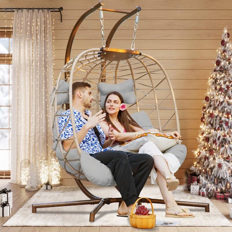 FINCATI Indoor Double Egg Chair, 700 lbs Extra-large 2 Person Double Egg Chair, Cozy Swing Chair, Oversized Hanging Egg Chair