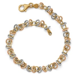 Italian 14k Tri Color Gold Polished Textured Fancy Link Italian 14k Tri Color Gold Polished Textured Fancy Link Bracelet 7 5 Inches Free Shipping Today 11764545