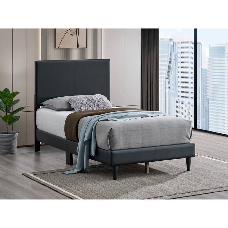 Glory Furniture Baron Upholstered PlatForm Bed - Black - Twin